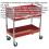 Loops Heavy Duty 2 Level Workshop Trolley - Lockable Drawer - 80kg Per Shelf - Red 2