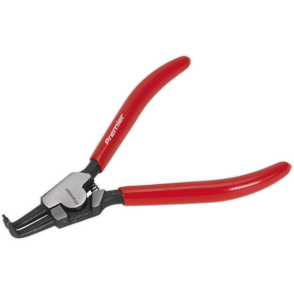 180Mm Bent Nose External Circlip Pliers - Spring Loaded Jaws - Non-Slip Tips 5056524253434