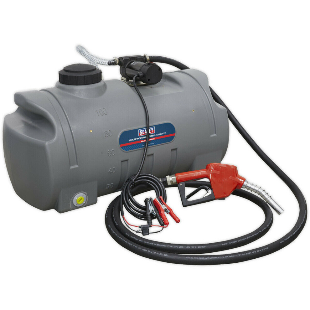 100L Portable Diesel Tank - 12V Electric Pump - 4m Delivery Hose with Nozzle