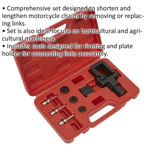 Loops Heavy Duty Motorcycle Chain Splitter & Riveting Tool Set - Chain Link Removal 1