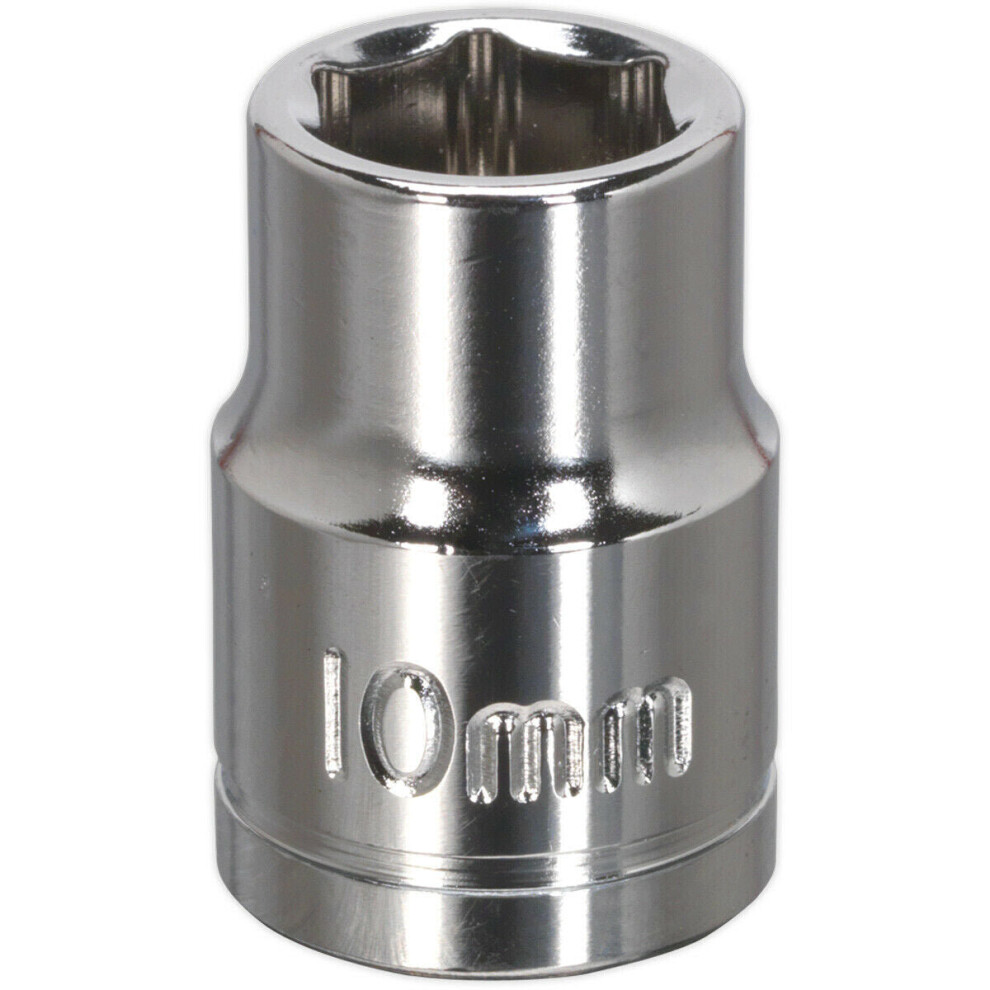 Loops 10Mm Chrome Plated Drive Socket - 3/8" Square Drive - High Grade Carbon Steel