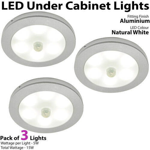 Loops Auto On/Off LED Kit 3 In Under Cabinet Kitchen Light PIR Motion Sensor Detector 1