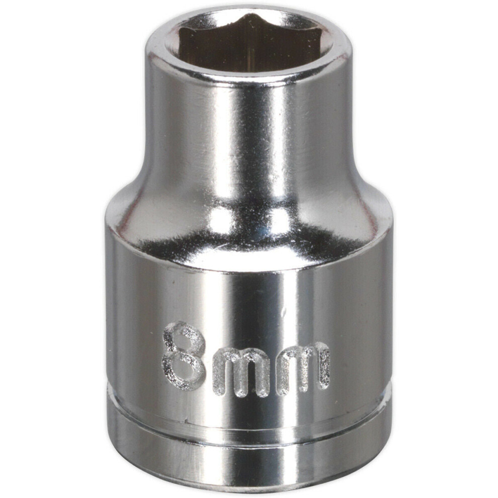 Loops 8Mm Chrome Plated Drive Socket - 3/8" Square Drive - High Grade Carbon Steel