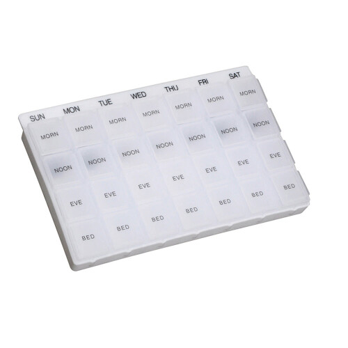 Loops Week Day Multi Pill Dispenser - 7 x 4 Compartments - Flip Top Lids Tablet Holder 1