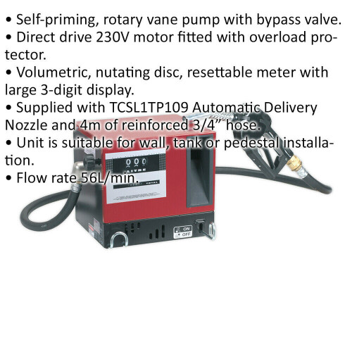 Loops Wall Mounting Diesel / Fluid Transfer System - 3-Digit Meter - 56L Per Minute 1