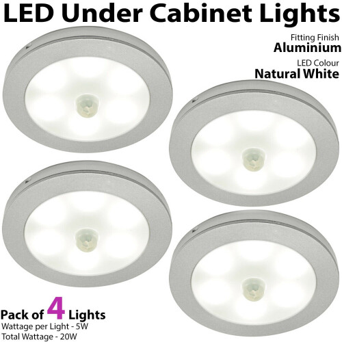 Loops Auto On/Off LED Kit 4 In Under Cabinet Kitchen Light PIR Motion Sensor Detector 1