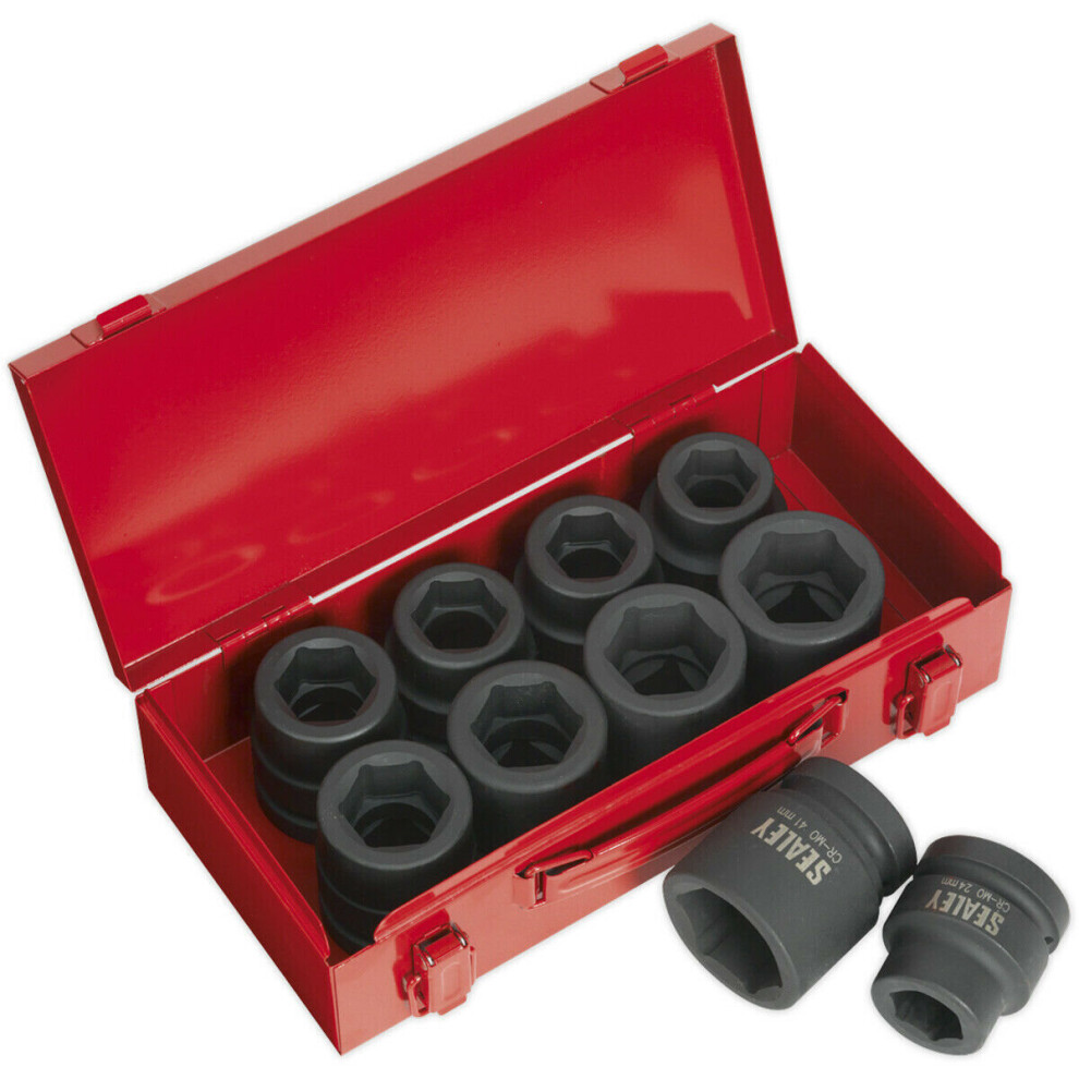 10 Piece PREMIUM Impact Socket Set - 1" Sq Drive - High Torque - Chromoly Steel