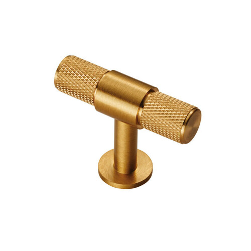 Loops 2x Knurled Cupboard T Shape Pull Handle 50 x 13mm Satin Brass Cabinet Handle 1