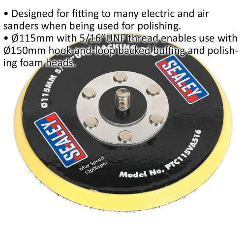 Loops 115mm Hook and Loop Backing Pad - 5/16 Inch UNF Thread - Buffing and Polishing 1
