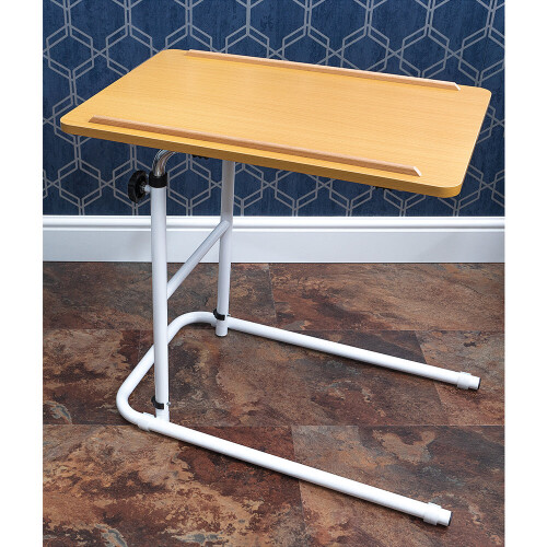 Loops Beech Overbed Table - Height and Angle Adjustable - 600 x 400mm Surface Area 1