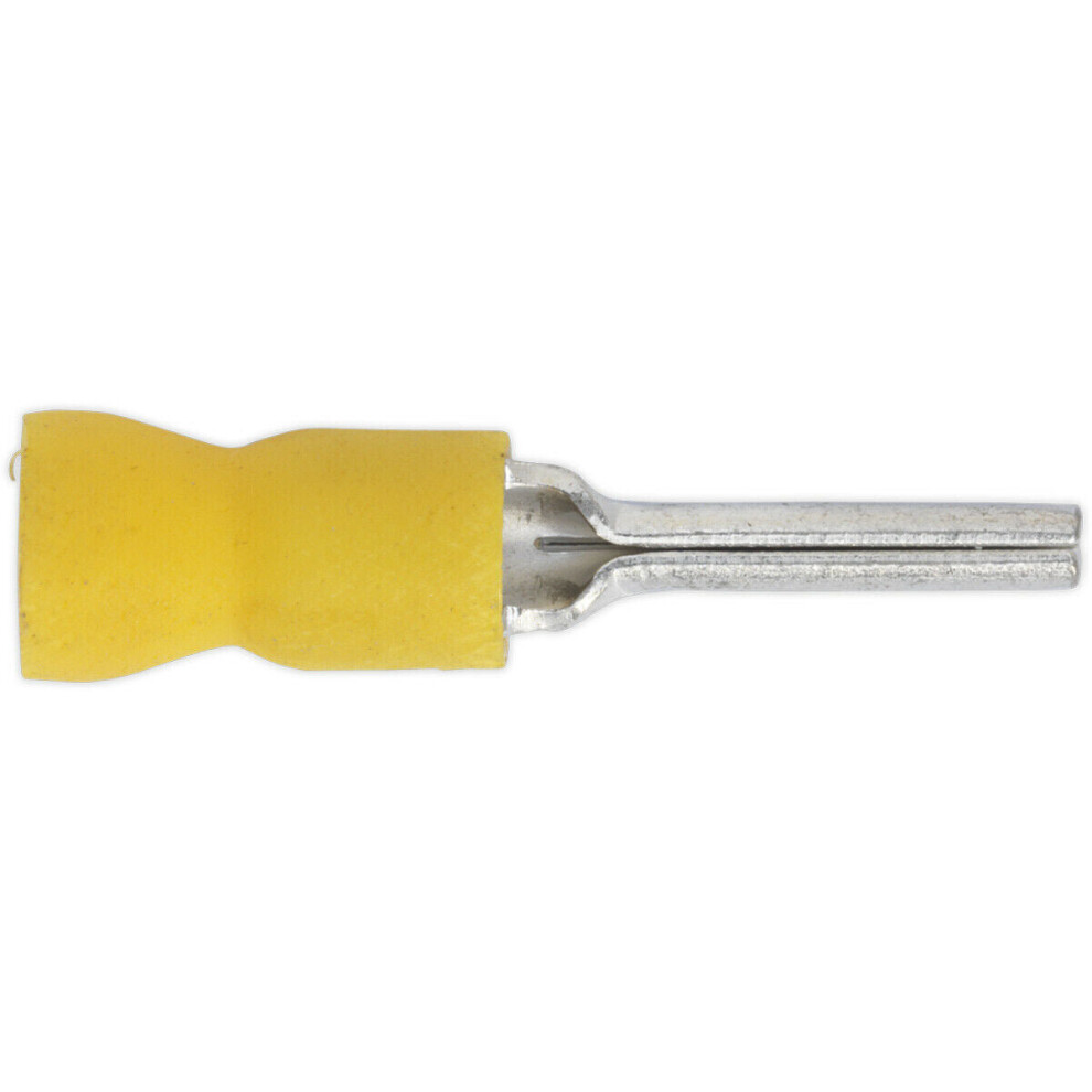 100 PACK Easy-Entry Pin Terminal - 14 x 2.9mm - 12 to 10 AWG Cable - Yellow