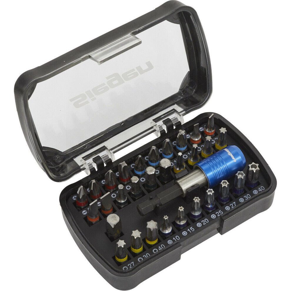 Loops 32 Piece Colour-Coded Power Tool Bit Set - Slotted Philips Hex Torx & Pozi Bits