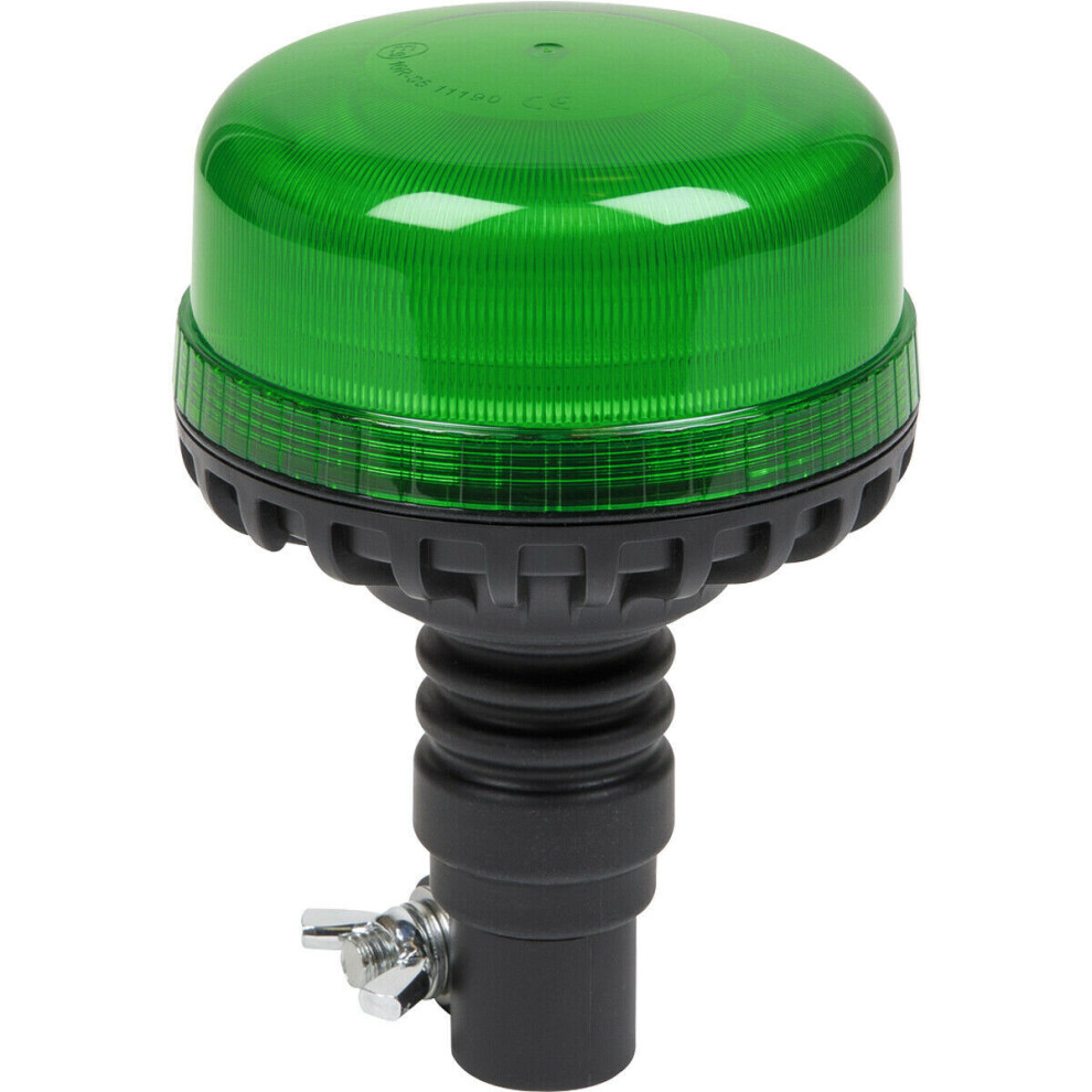 12V / 24V Led Rotating Beacon Light & Spigot Base Mount - Warning Lamp Green 5056581946904