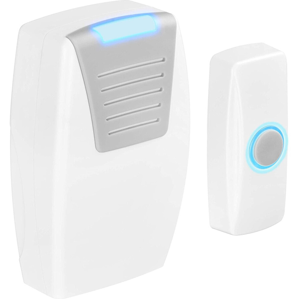 Masterplug Bdcpo100-Mp Wireless Push Button Doorbell With A 100 Metre Range, Battery Operated, White 5015056642598