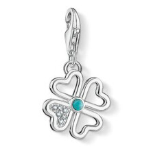 Thomas Sabo "Cloverleaf" Simulated Turquoise/Zirconia Charm Pendant