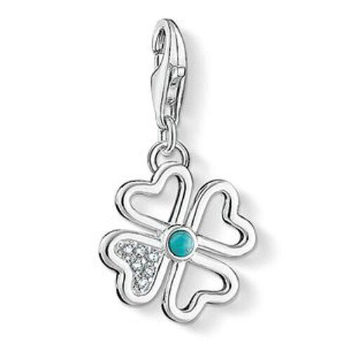 Thomas Sabo Thomas Sabo "Cloverleaf" Simulated Turquoise/Zirconia Charm Pendant