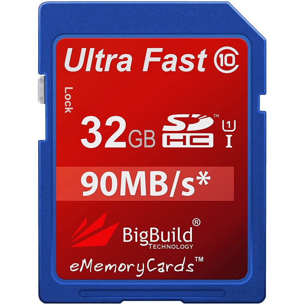 BigBuild Technology 32GB Ultra Fast 90MB/s Class 10 SD SDHC Memory Card for Nikon COOLPIX A10 Camera