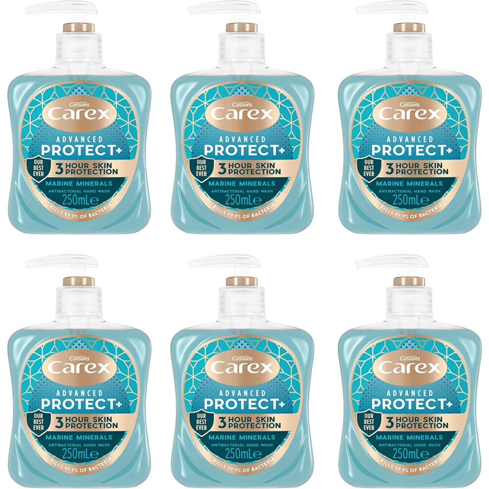 Carex Advanced Protect Marine Minerals Antibacterial Hand Wash Pack of 6, Hand Soap with up to 3 hour protection between washes*. Antibacterial hand