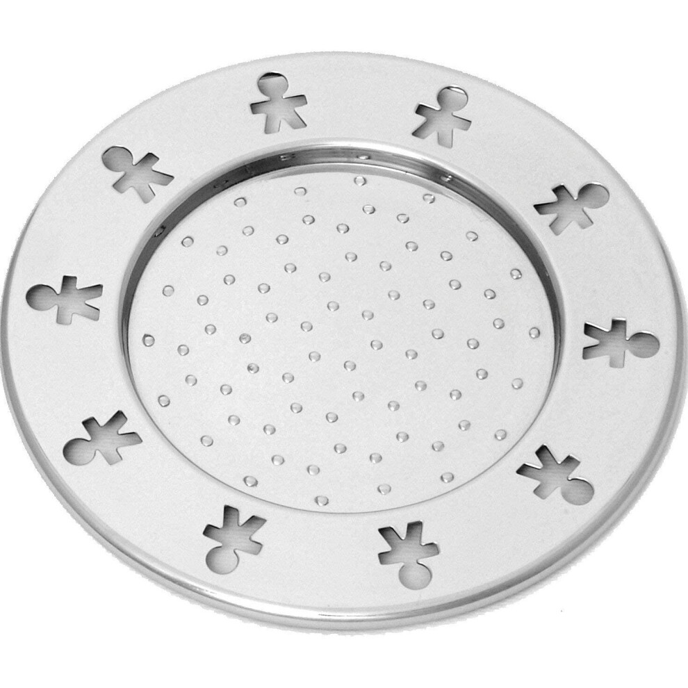 A Di Alessi Mini Girotondo Antisuction Glass Coaster in 18/10 Stainless Steel Mirror Polished, Set of 4