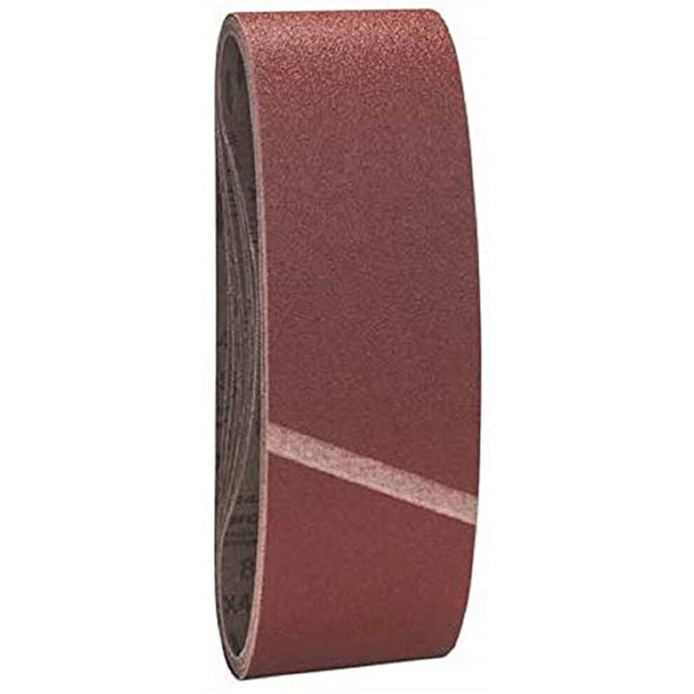 Bosch 2608606082 Sanding Belt, 75mm x 533mm, 80 Grit, Red, Pack of 10