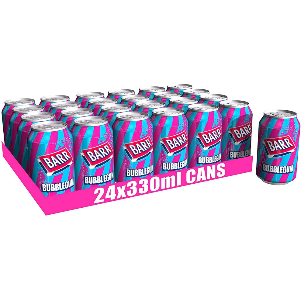 Barr Bubblegum Fizzy Drink Cans, 330Ml, (Pack Of 24)