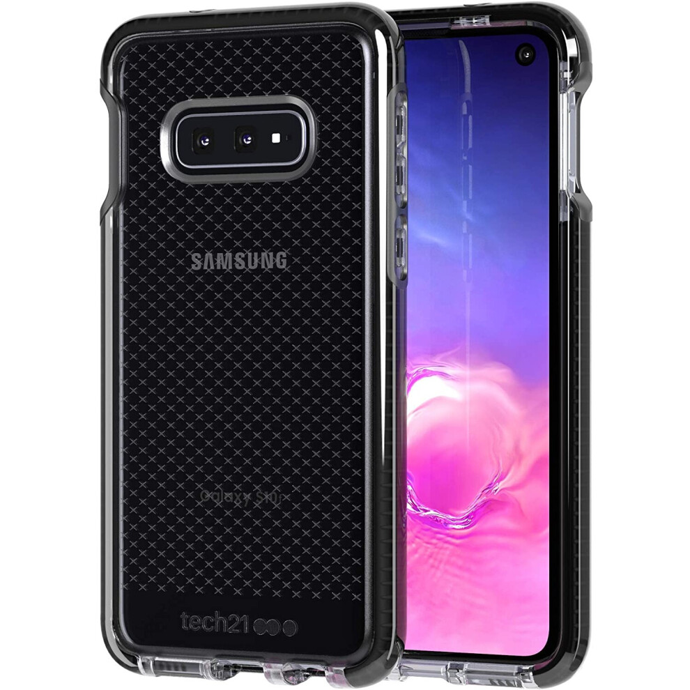 Tech21 Protective Samsung Galaxy S10e Case Thin Patterned Back Cover with FlexShock - Evo Check - Smokey Black