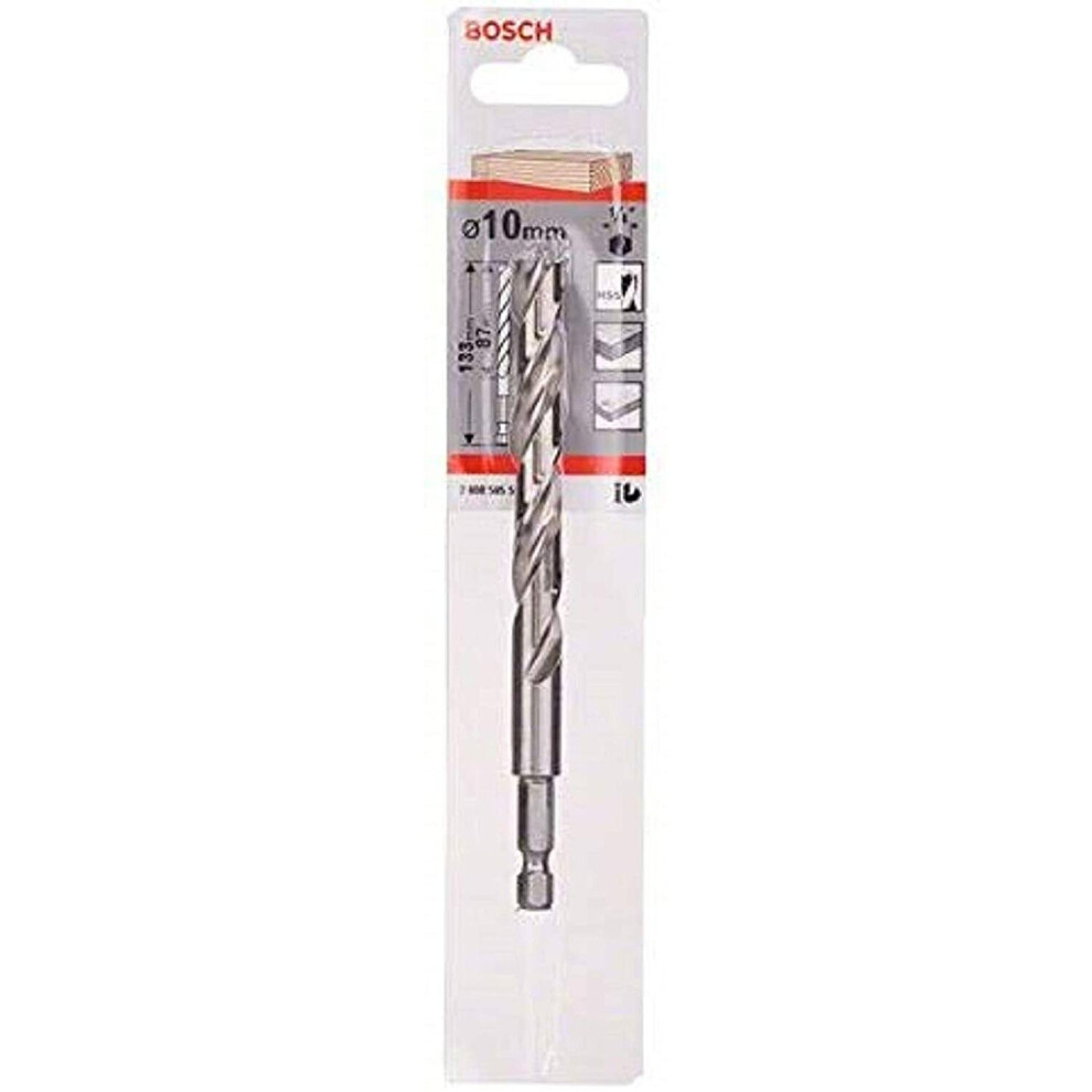 Bosch 2608595524 Hex Shank Wood Drill Bit, 10mm x 87mm x 133mm, Silver-image-OPC-P8WMPXT-NEW