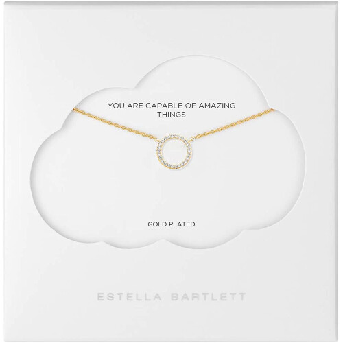 Estella Bartlett Estella Bartlett Large Pave Set CZ Circle Necklace - Gold Plated