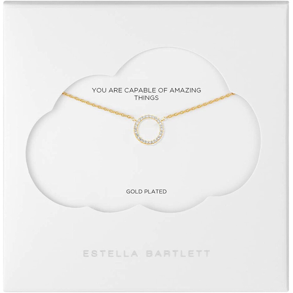 Estella Bartlett Large Pave Set CZ Circle Necklace - Gold Plated