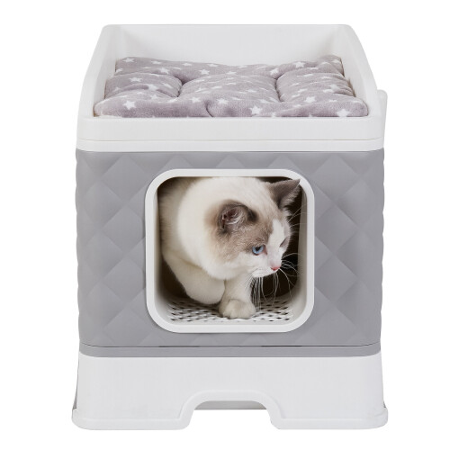 Bingopaw Katzentoilette Möbel Top Front-Entry Katzentoilette mit Matte 1