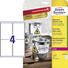 Avery Zweckform L4774 Polyester matt permanent selbstklebend, weiß beschichtet 99,1 x 139 mm 32 Etiketten (8 Blatt x 4) Etiketten