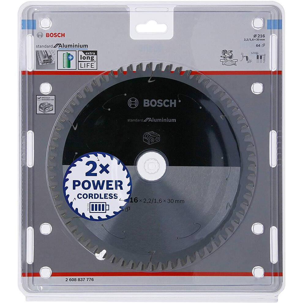 Bosch Professional Circular Saw Blade Standard For Aluminium (Aluminium, 216 X 30 X 2.2 mm, 64 Teeth, Accessory Cordless Circular Saw)