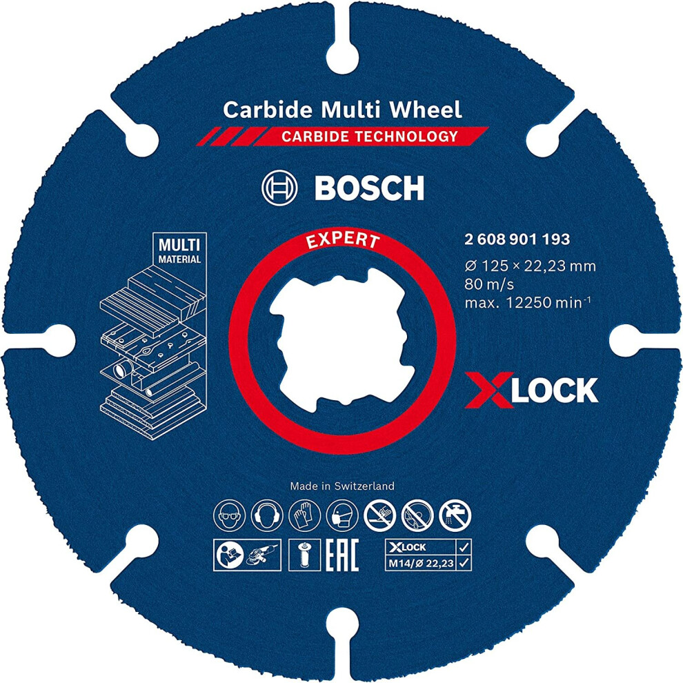 Bosch Professional 2608901193 1x Expert Carbide Multi Wheel X-LOCK Cutting Disc (for Hardwood, Ø 125 mm, Accessories Small Angle Grinder)