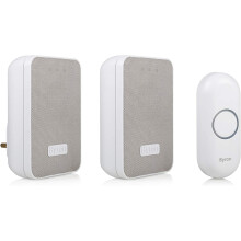 Byron DBY-22324UK Wireless Doorbell Set, Twin Pack, 150 m Range, 16 Melodies, Visual Alert System