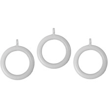 Merriway BH03253 Plastic Curtain Drapery Pole Rod Rings with Fixed Eye, Inner Dia, 28mm (1.1/4 inch) Outer Dimension 40mm (1.1/2 inch) - White, Pack