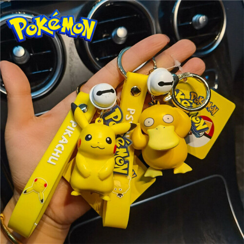 (Psyduck) Pokemon Pikachu Keychain Key Ring mini figures Psyduck Charmander Bulbasaur 1