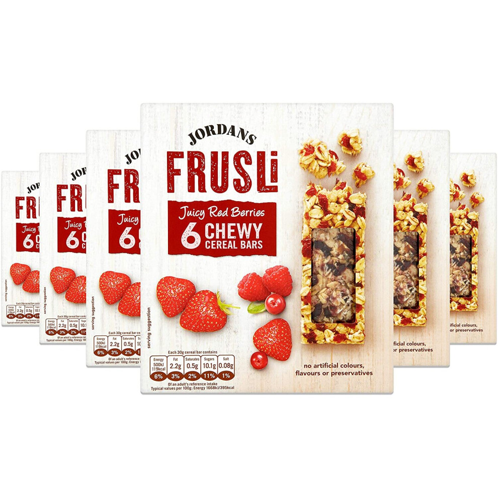 Jordans Frusli Red Berries | Cereal Bars | Vegetarian | 6 PACKS of 6x30g