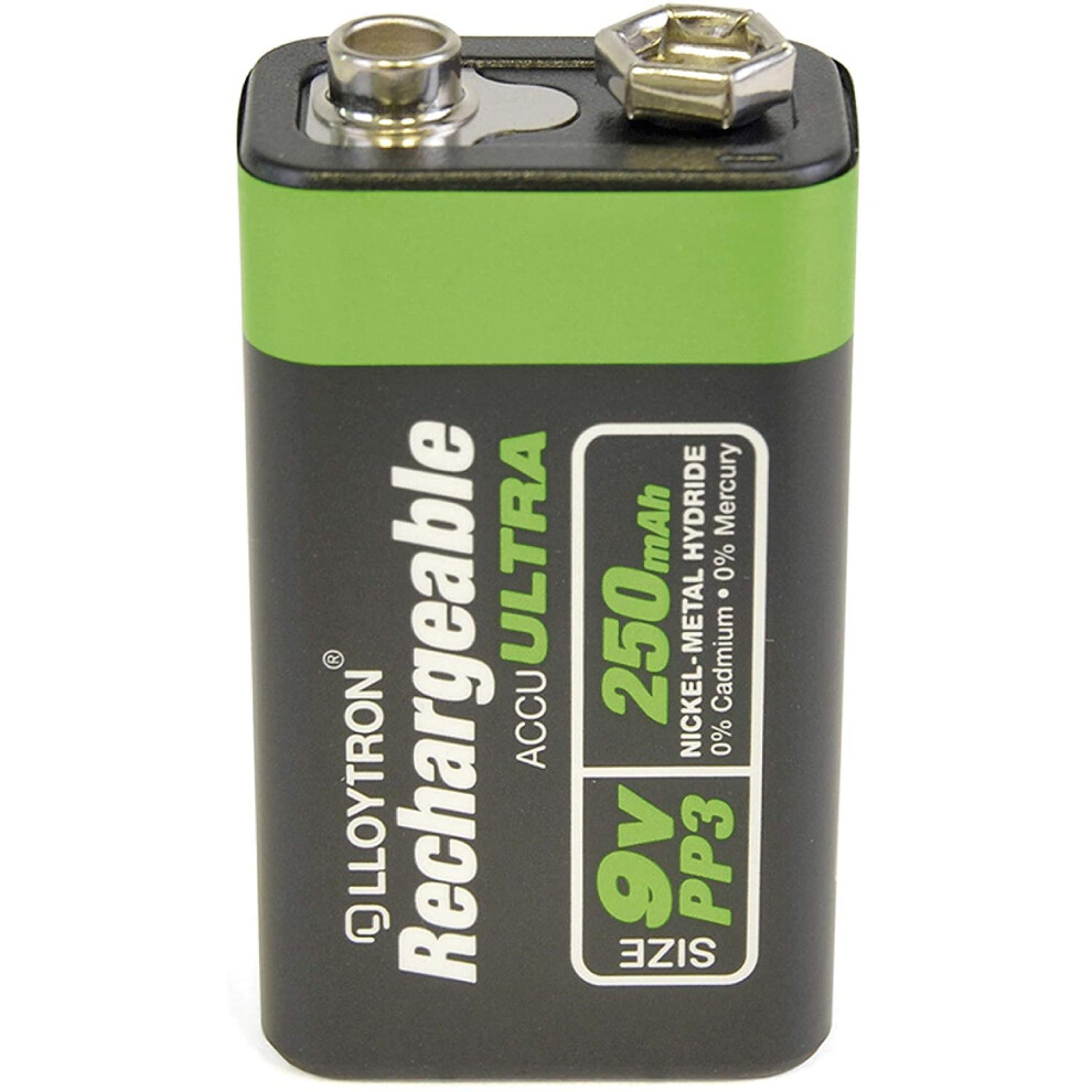 LLOYTRON NiMH Rechargeable AccuUltra Battery 9V (PP3) Size 250mAh 1 Pack – B018