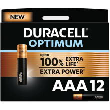 Duracell NEW Optimum AAA Alkaline Batteries [Pack of 12], 1.5 V LR03 MX2400