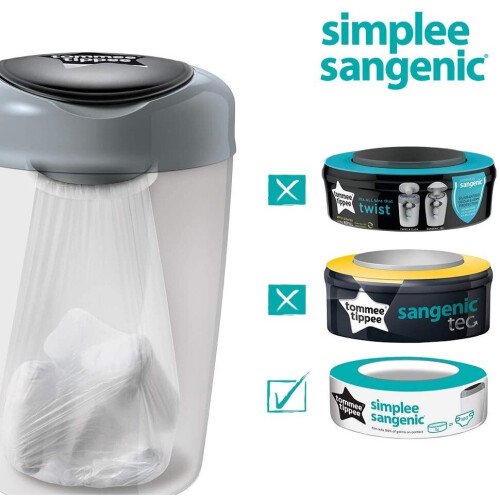 Tommee Tippee Tommee Tippee Simplee Sangenic Nappy Disposal Bin, Grey 1