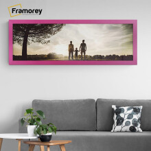 (15x5 Inch) Panoramic Size Pink Picture Frame Wall Art Frames Flat Wooden Effect Poster Frame