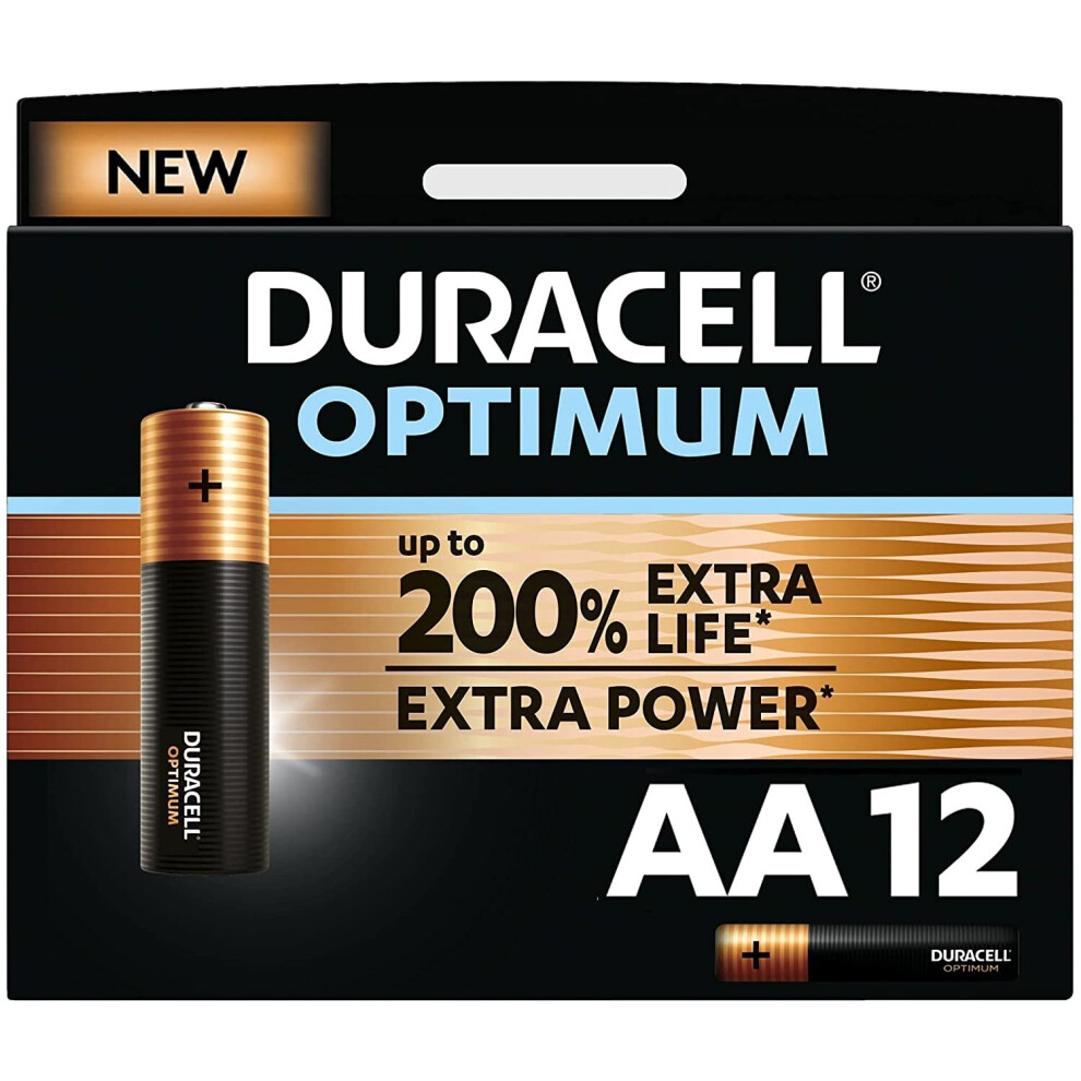 Duracell NEW Optimum AA Alkaline Batteries [Pack Of 12] 1.5 V LR6 MX1500