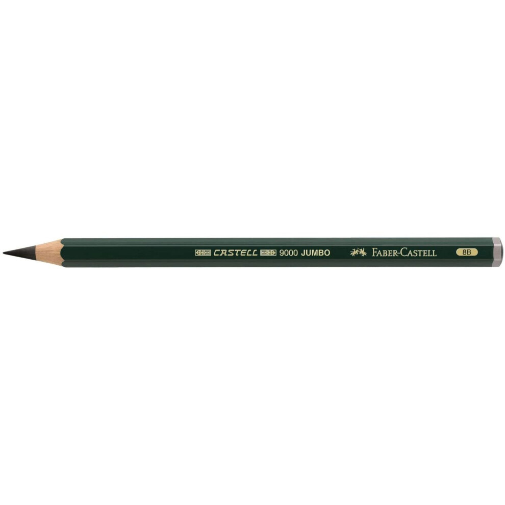 Faber-Castell, Castell 9000 Jumbo 8B, Top-Quality Graphite Pencil for Writing, Drawing and Sketching, Green