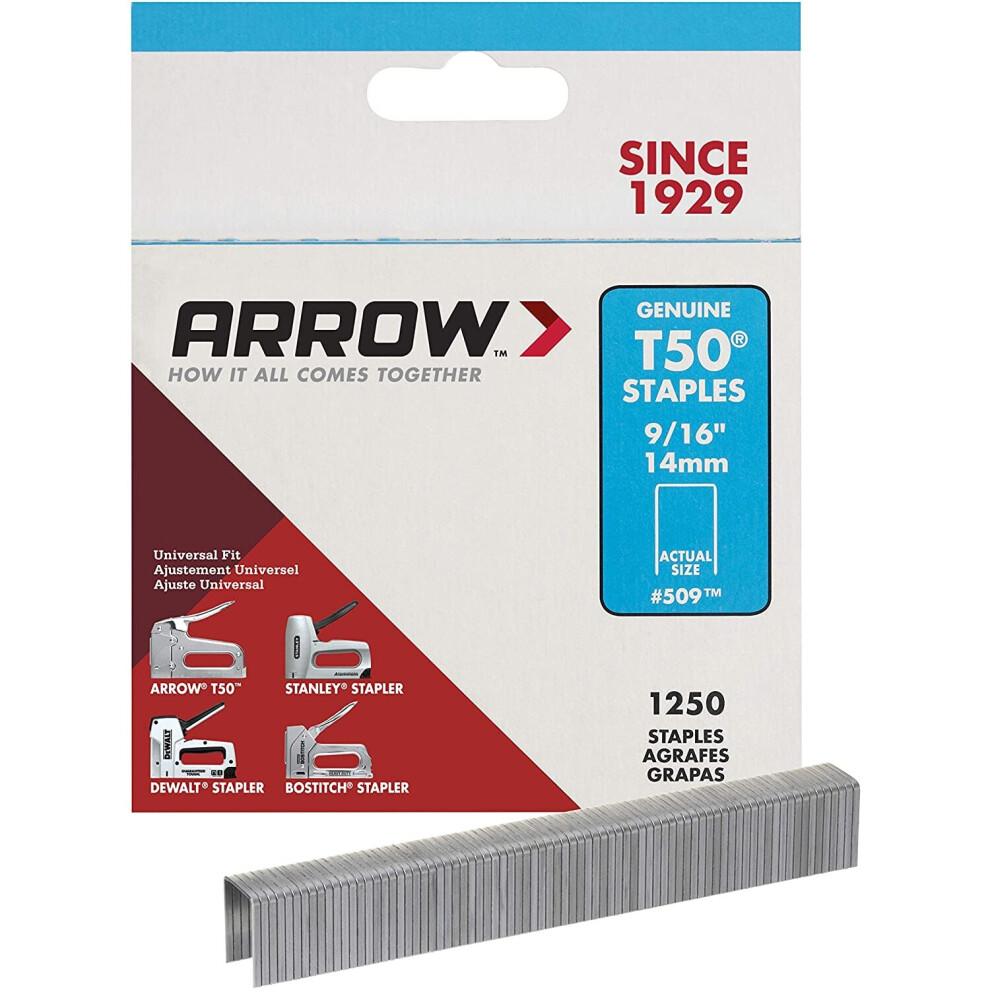 ARROW T50 Staples- Staple box 1 x 1250 (14mm - 9 / 16in)