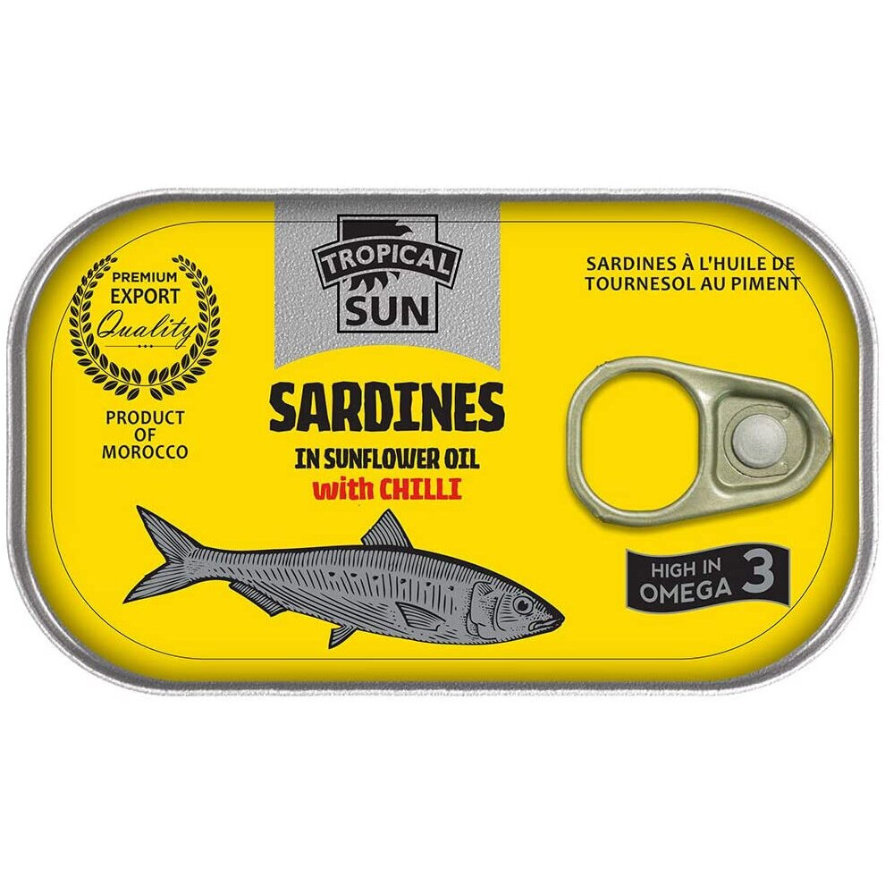 Tropical Sun Sardines In Chilli Flavour, 125G (Pack Of 12)