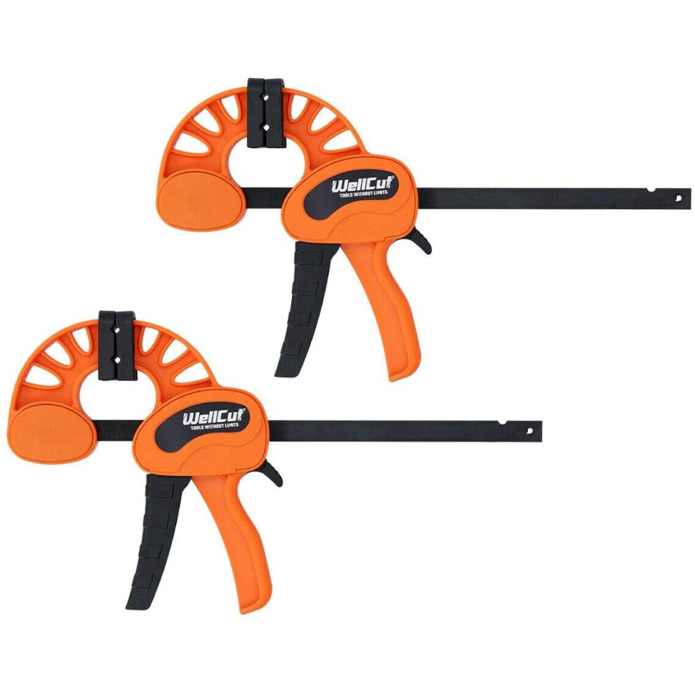 Wellcut 2-Piece Woodworking F Clamps Quick Release 60Mm Depth/ 150Mm Spreader Clamp Design Clamping Force Of 70Kg For Diy Projects Repair And 5060279872512