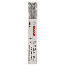 Bosch 2608596822 DIN340 Metal HSS-G Drill Bit, 6.0mm x 91mm x 139mm