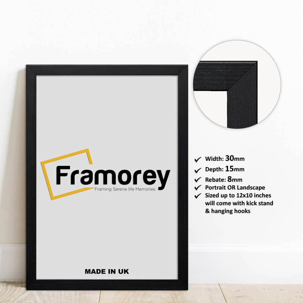 (10x4 Inch) Ash black Picture Frame / Wall Art Photo Frames / Flat Wooden Effect Poster Frame / Photo Print Frame-image-OPC-P8WDRZJ-NEW