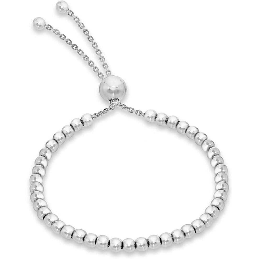 Tuscany Silver Sterling Silver Rhodium Plated Ball and Chain Adjustable Bracelet, 5 cm/2 Inch-21.5 cm/8.5 Inch