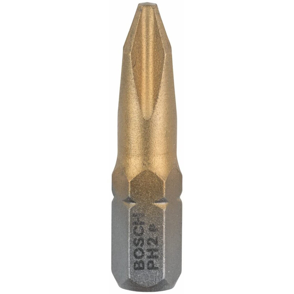 Bosch 2607001546 Maxgrip Screwdriver Bit, Ph 2, 25mm Length, Silver/Gold